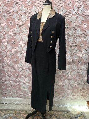 Vintage Jessica Petites Snakeskin Print Dress & Cropped Jacket Set